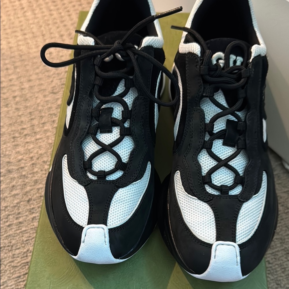 Black and White Lace-Up Sneakers